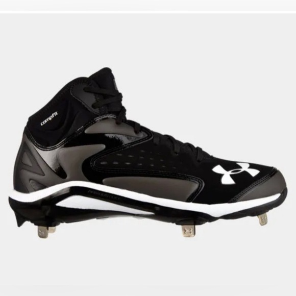 UNDER ARMOUR UA YARD MID ST METAL BASEBALL CLEATS BLACK NEW NO BOX - Picture 3 of 9